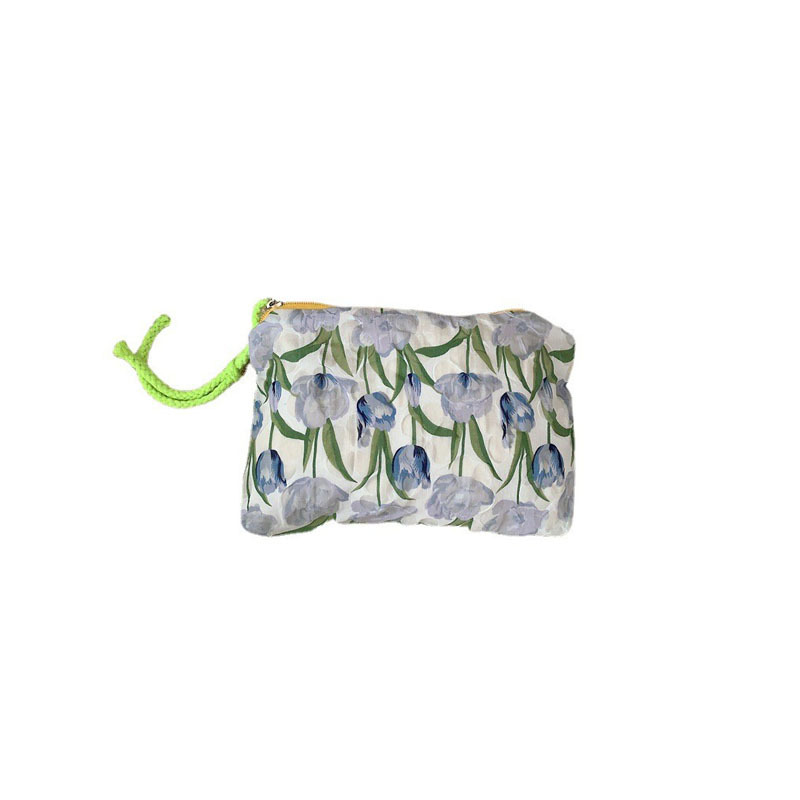 33262 Flower hand-held colorful rope bag, simple Japanese-style portable storage bag, portable toiletry and makeup bag, small storage bag Item Picture