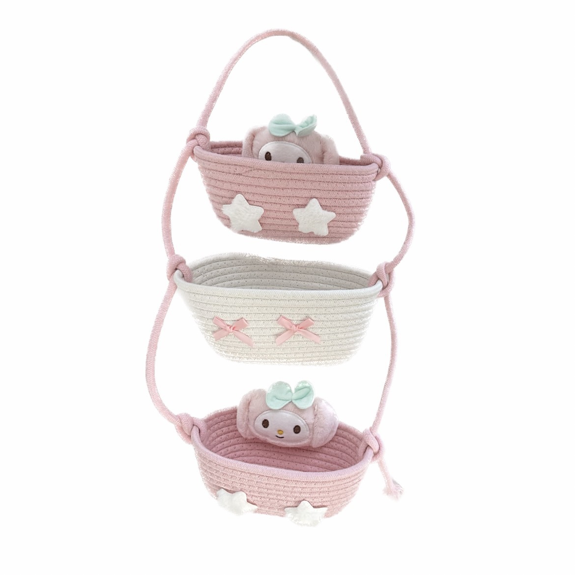 Cartoon three-layer hanging basket storage bag, three-dimensional living room entrance, organizing sundries and snacks, wall-mounted folding storage bag Item Picture