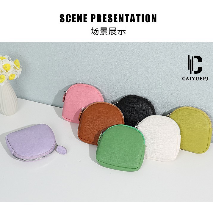 Portable thin mini clutch, simple soft leather zipper clutch, headphone case, storage bag, women's bag Application Scenario