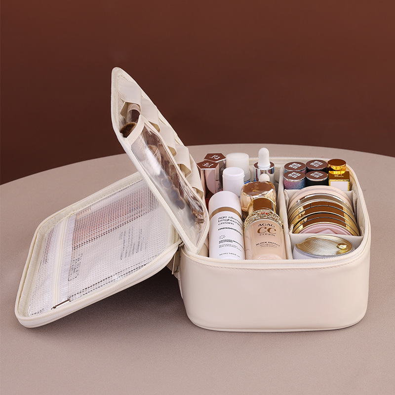 Large-capacity 2024 new high-end portable hand-held cosmetics storage bag, zoned travel toiletries bag Specification drawing