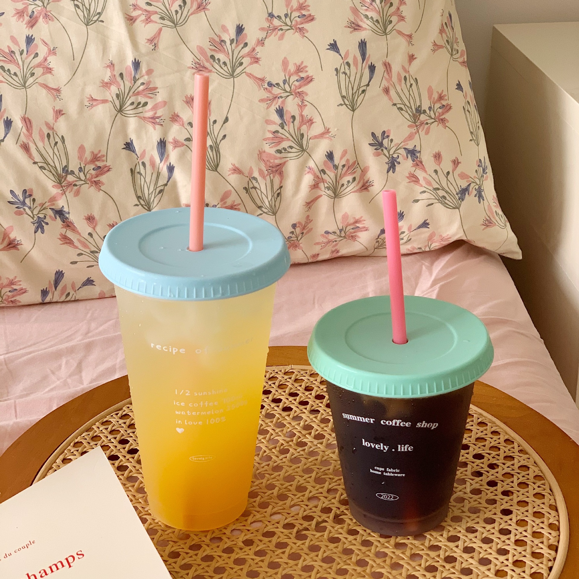 Original homemade, niche and simple straw cups, large-capacity outdoor coffee cups, portable and portable cups, plastic water cups wholesale Specification drawing
