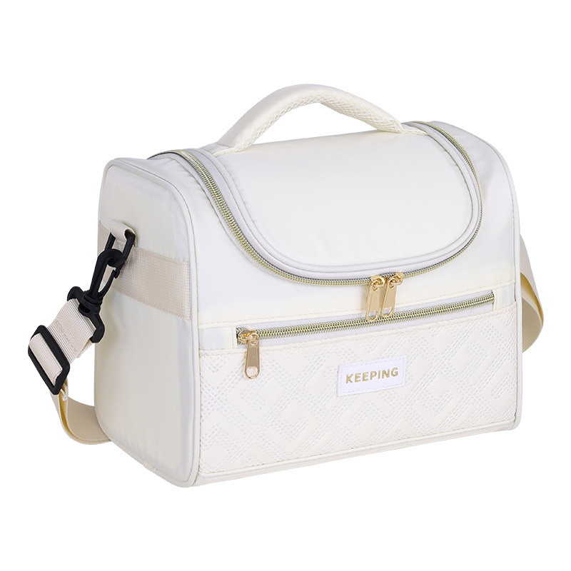 Ge Yun series single-shoulder crossbody lunch box bag, office worker lunch box bag, milk storage thickened single-shoulder picnic insulated bag Item Picture