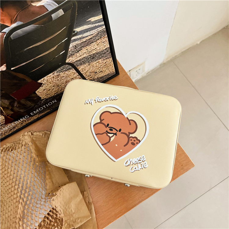 Homemade ins bear makeup box, a large-capacity, high-end and portable toiletries storage box for women, specially designed for makeup artists Item Picture