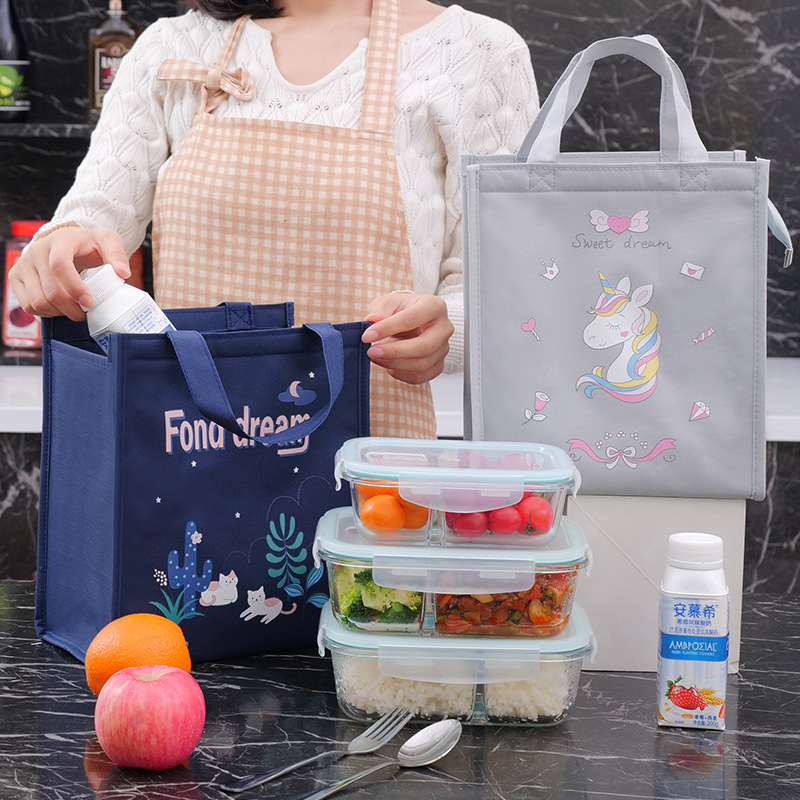 Office workers' hand-held lunch box bags with thickened aluminum foil, picnic hand-held insulated bags, wholesale lunch box bags, lunch insulated bags full figure