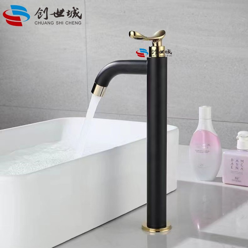 Nordic 304 stainless steel single-cooling washbasin faucet, bathroom cabinet, black gold single-cooling countertop faucet Specification drawing