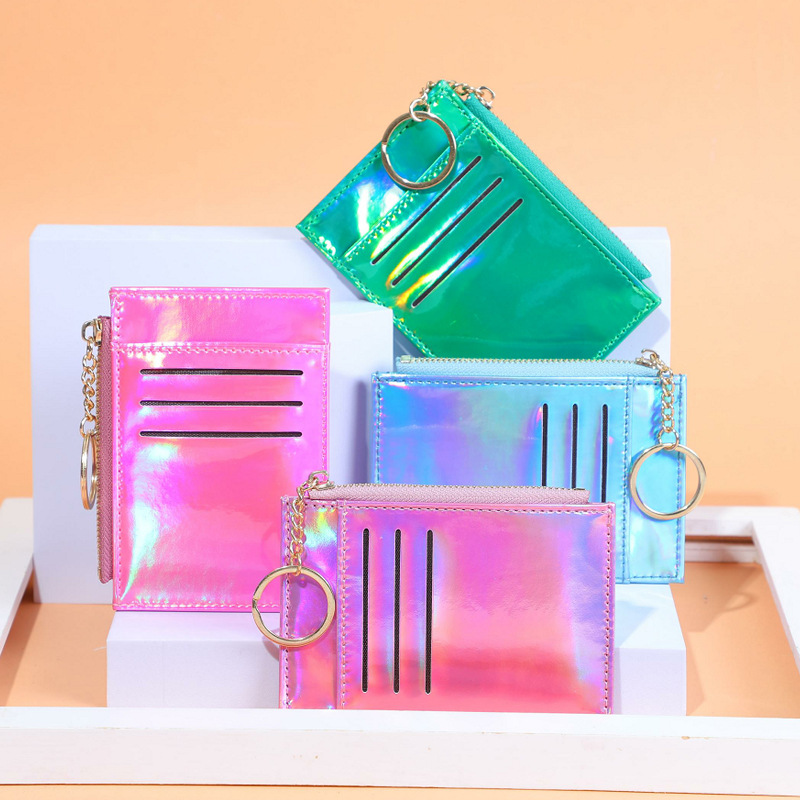 Factory supplies new Korean-style women's card case, card holder, laser sequined multi-slot coin purse, gift customization LOGO full figure