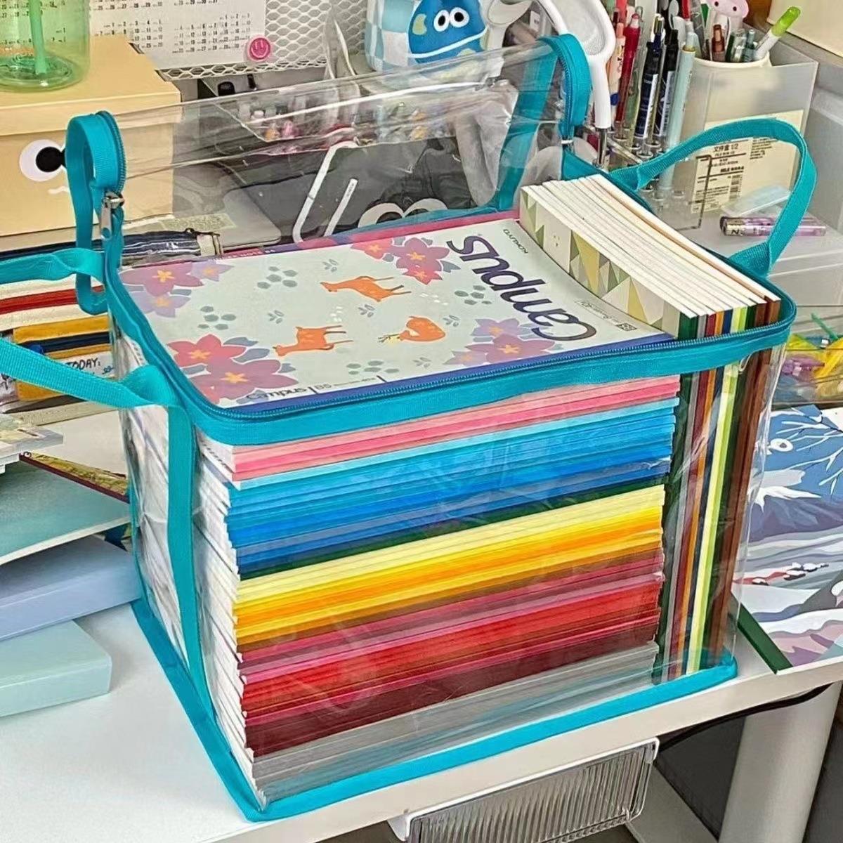 Book-moving wonder: Transparent PVC storage bag, zipper, waterproof and dustproof, document bag, large-capacity student office file bag Item Picture