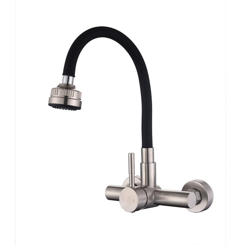 Wall-mounted universal cold and hot double-hole kitchen multi-functional sink, sink, laundry counter, balcony sink, water mixing valve Item Picture