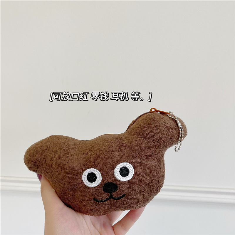 Homemade Korean ins cute cookie bear coin purse, bear head plush card bag, pendant bag, decorative student gift Specification drawing