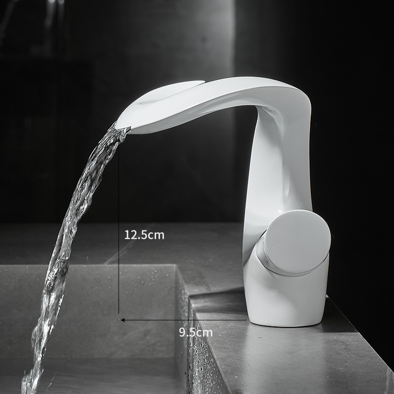 Bathroom basin faucet, cold and hot brass, creative washbasin, waterfall-style single-hole under-sink, household details Picture