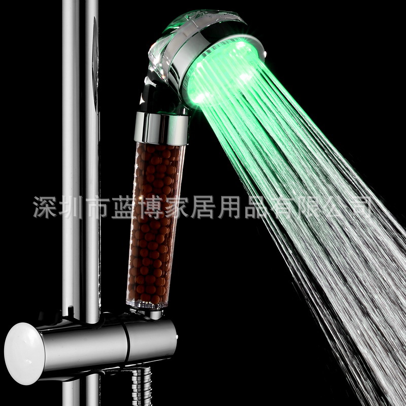 Negative ion LED shower head SPA temperature-controlled three-color temperature-sensing color-changing/seven-color color-changing shower head 8008-A23 details Picture