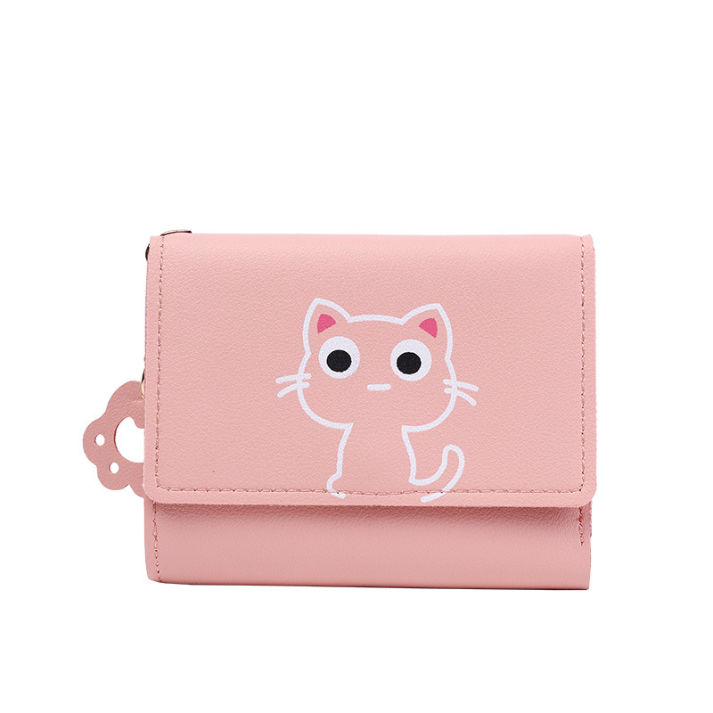 Factory direct sales of new cartoon cute wallets for women, 30% off short cat wallets for women, small wallets for girls, and simple wallets for women Item Picture