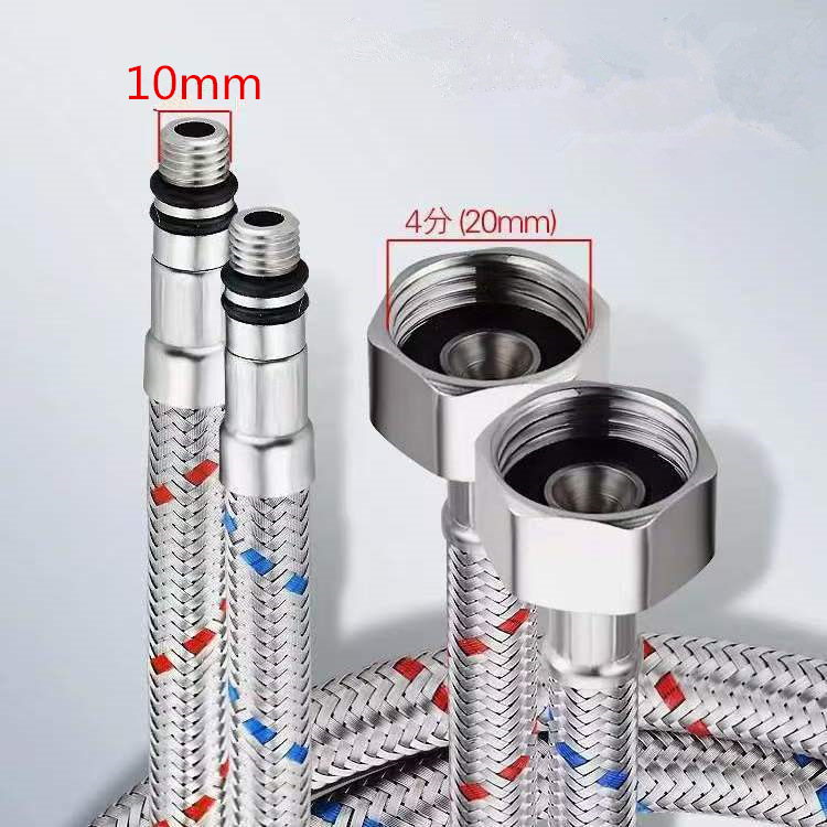 Cold and hot water faucet water inlet hose, four-inch stainless steel flexible connection, single wire head and pointed head water inlet hose for vegetable basin and washbasin Specification drawing