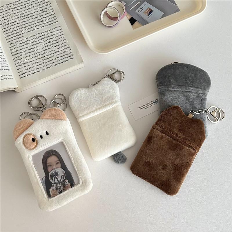 Original InS-style cute puppy and cat plush card holder, Korean campus meal card, idol card photo display pendant Specification drawing