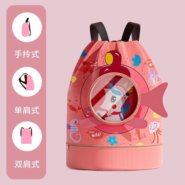 Children's swimming bag with dry and wet separation, waterproof storage bag, portable backpack for boys and girls, beach backpack with large capacity details Picture