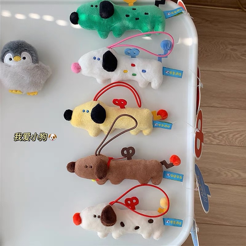 Dopamine spring dog plush pendant, cute cartoon doll bag, keychain, doll pendant, gift for men and women details Picture