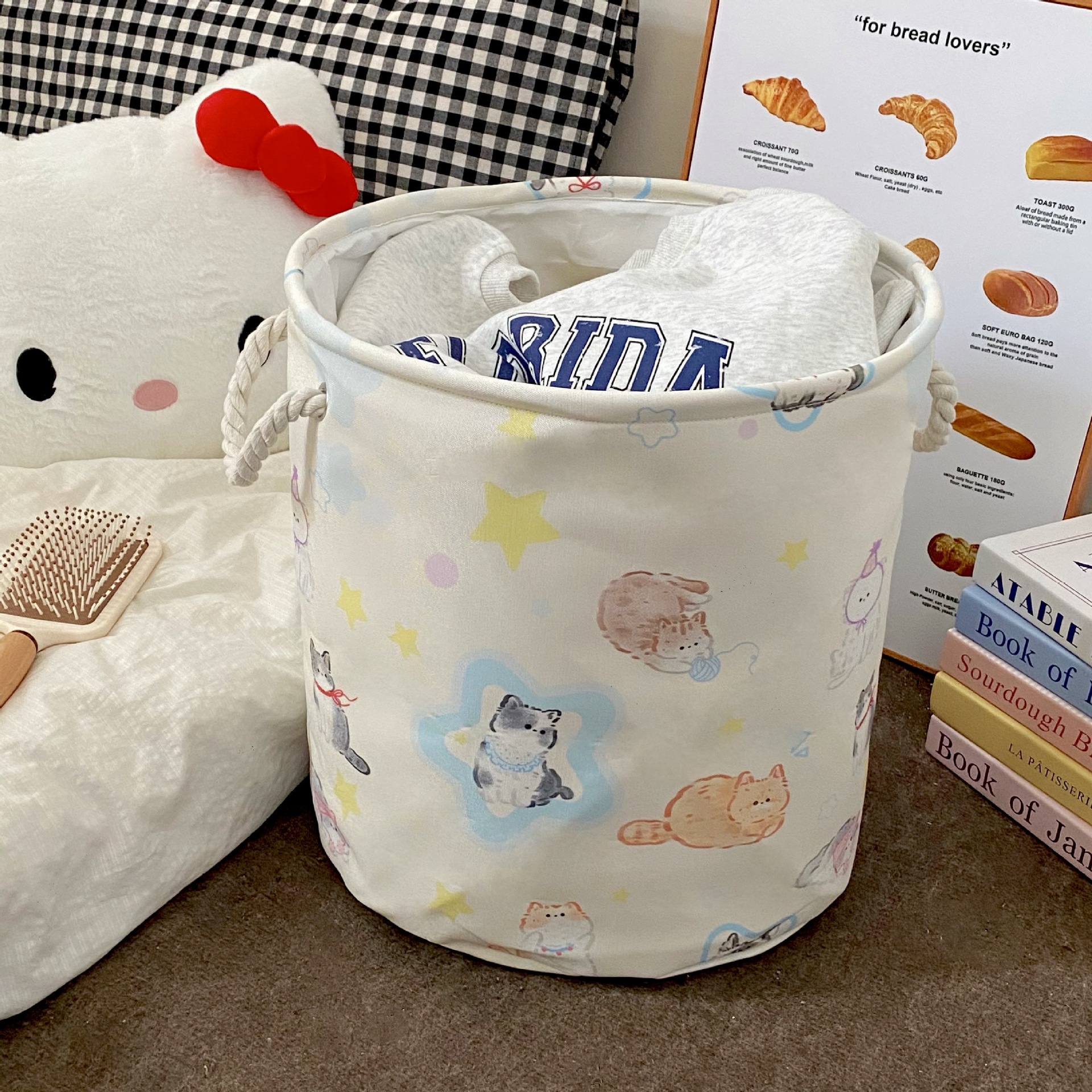 Original dirty clothes basket, Antong large-capacity dirty clothes storage basket, bathroom fabric foldable storage basket for home use Specification drawing
