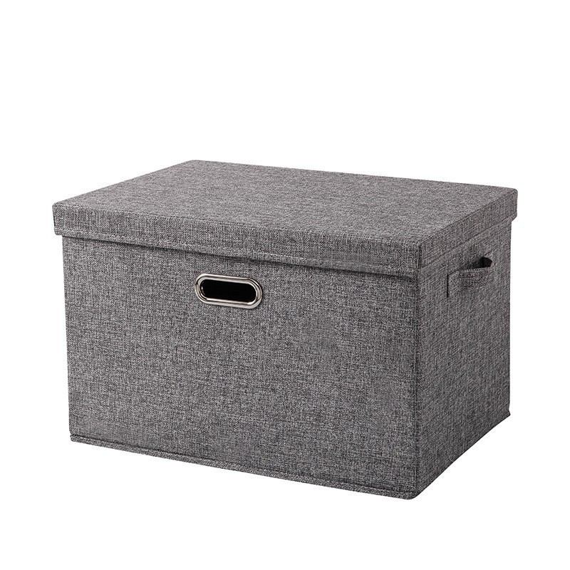 Customized metal hand-held washable cotton and linen top and bottom cover storage boxes and foldable fabric storage boxes based on provided drawings or samples details Picture