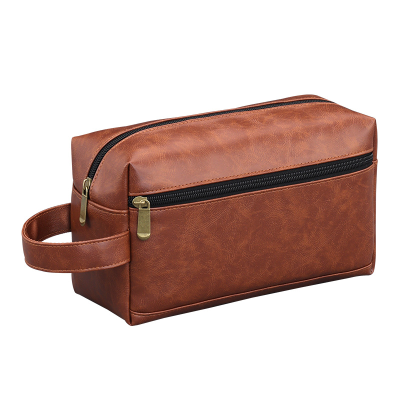 Retro large-capacity high-end men's makeup bag, business travel portable new toiletry bag, cosmetics storage bag Item Picture