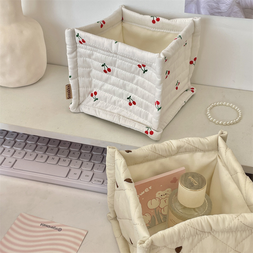 41221 Korean quilted storage basket, large-capacity miscellaneous sweet storage box, desktop storage box, organizing basket details Picture