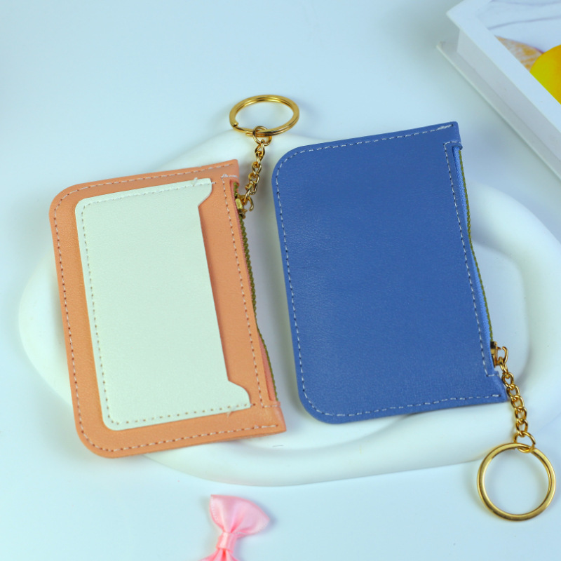 2023 Korean version new women's bag, card bag, simple and elegant coin purse, small zipper, solid color business card holder Specification drawing