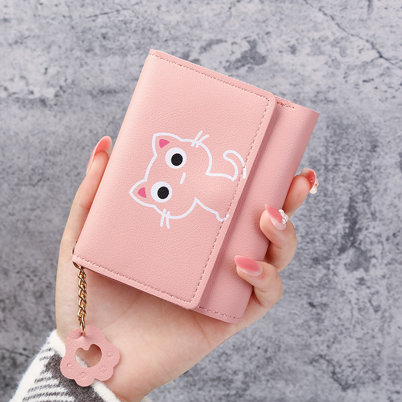 Factory direct sales of new cartoon cute wallets for women, 30% off short cat wallets for women, small wallets for girls, and simple wallets for women