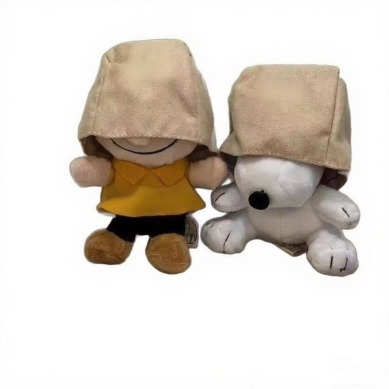 Cute plush paper bag headgear, Snoopy Charlie bag pendant, plush toy keychain, book accessory Item Picture