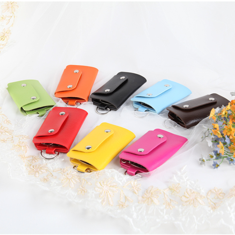 Hot-selling color button key cases, PU key cases, sales gifts, key case LOGO, key cases details Picture