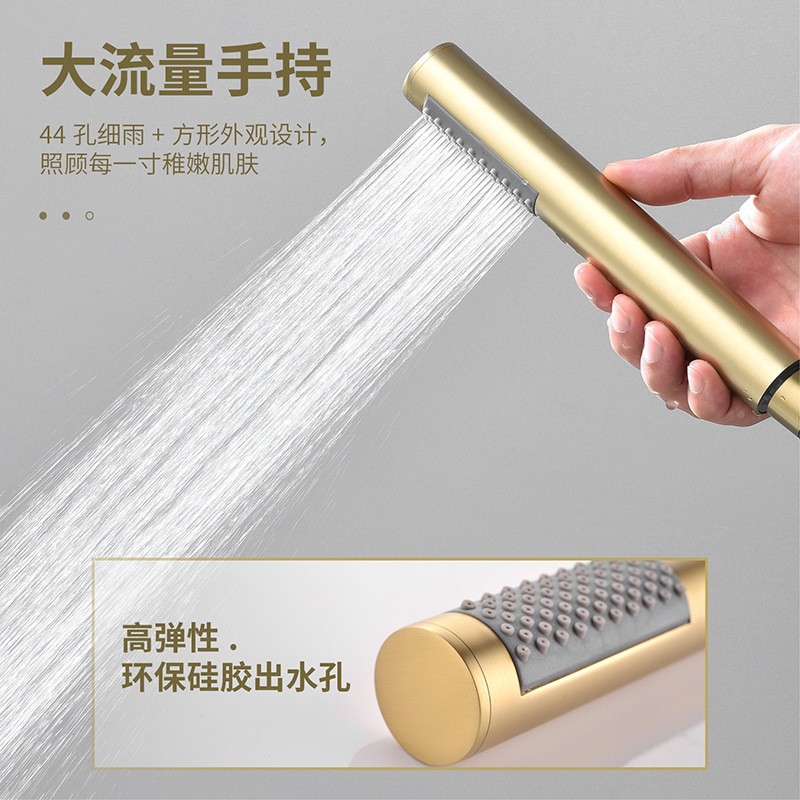 For export, the brushed gold two-function concealed constant-temperature wall-mounted shower head, faucet, embedded box, ceiling-mounted, all made of copper Application Scenario