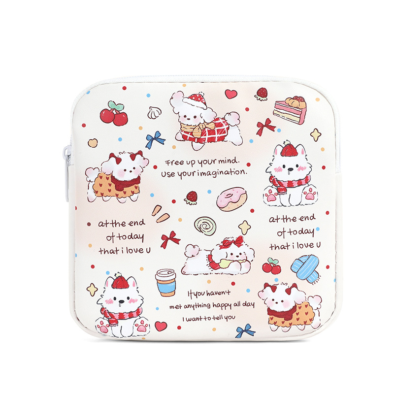 Cartoon data cable, lipstick storage, mini cosmetics, sanitary napkins, small bag, loose change, portable storage bag, cute Item Picture