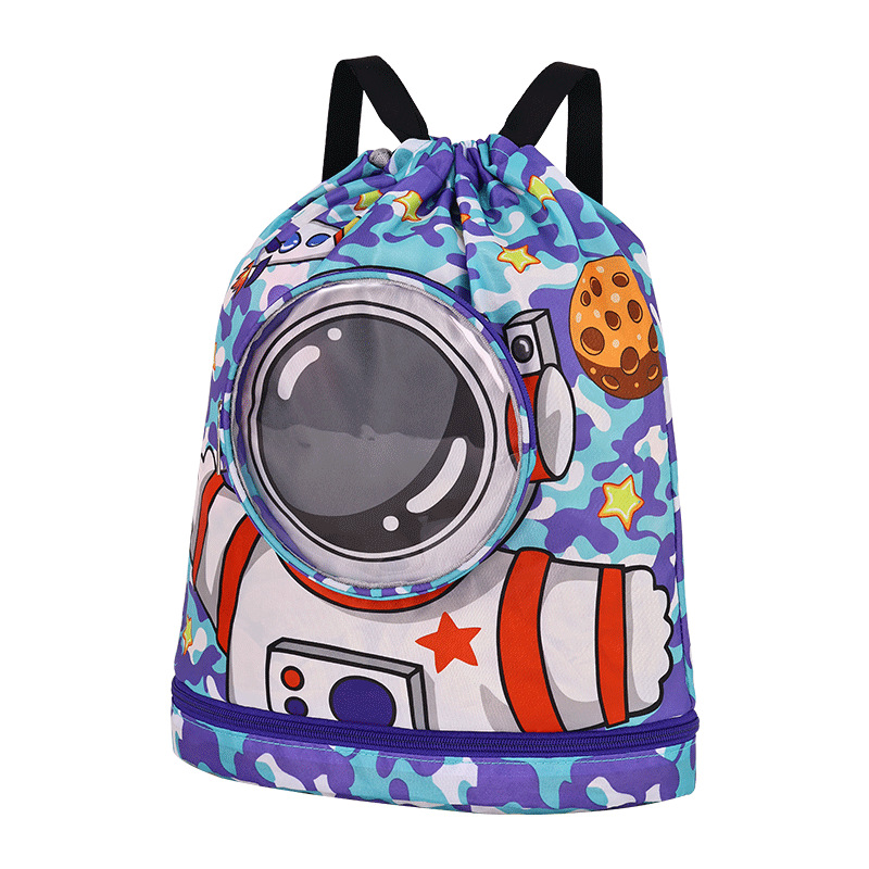 Drawstring pocket travel waterproof storage bag, beach bag with dry and wet separation, shoe compartment backpack, children's swimming bag Item Picture