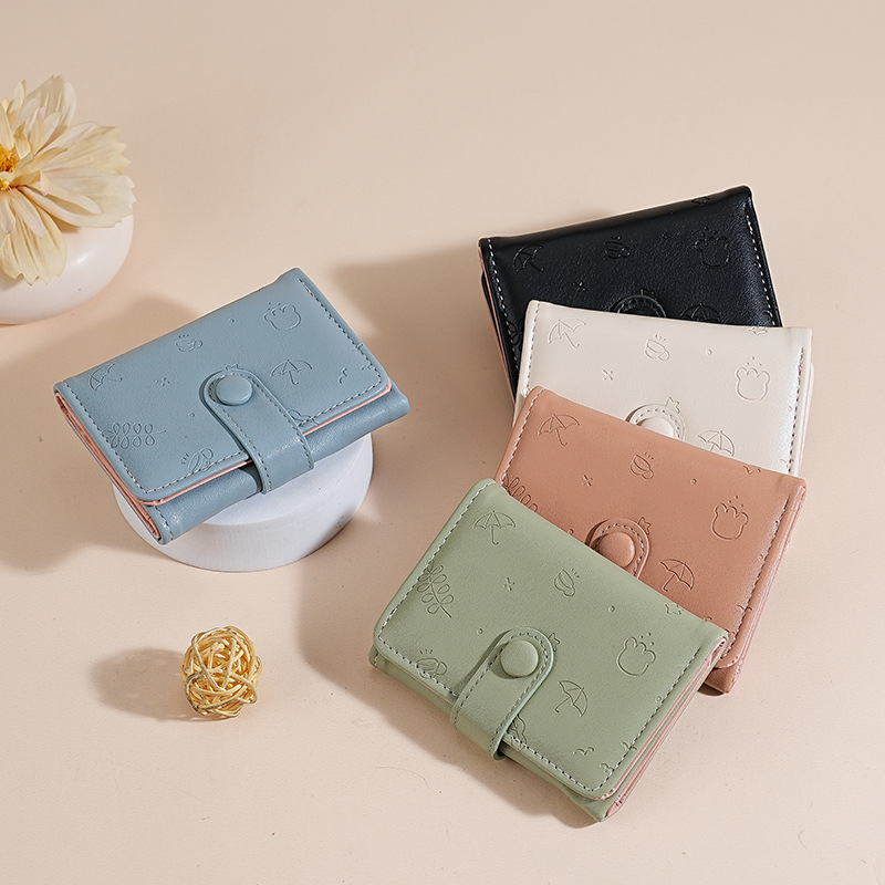 New cute PU wallet from Ailun, short cartoon card case on Instagram, multi-functional three-fold wallet for ladies wholesale full figure