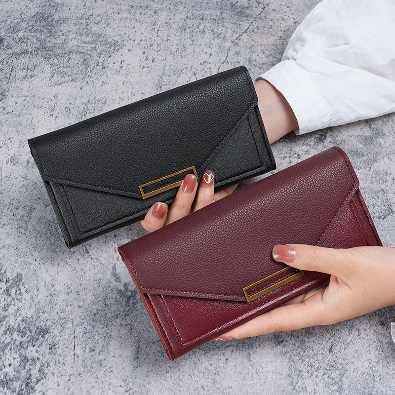 This 2024 new women's Korean-style trendy, long, fresh and multi-functional clasp thin coin purse is a retro Japanese and Korean style full figure