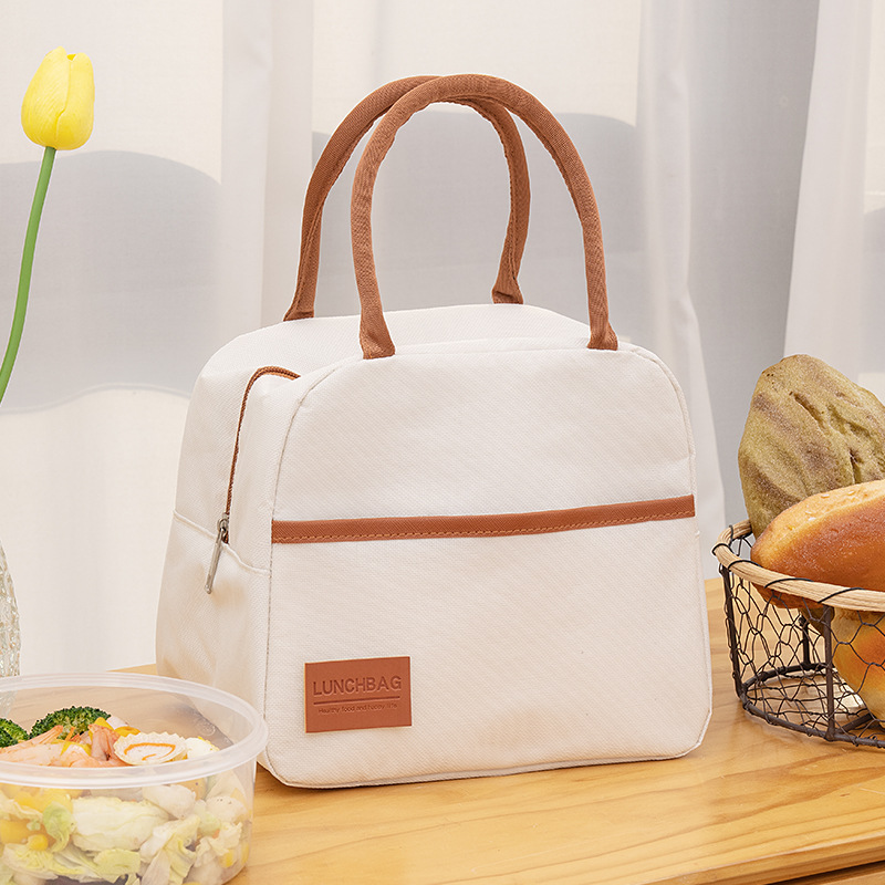 Japanese-style high-appearance-level insulated bento bag, Oxford cloth arc-shaped constant-temperature bag, portable lunch box for bringing meals to work, lunch bag full figure