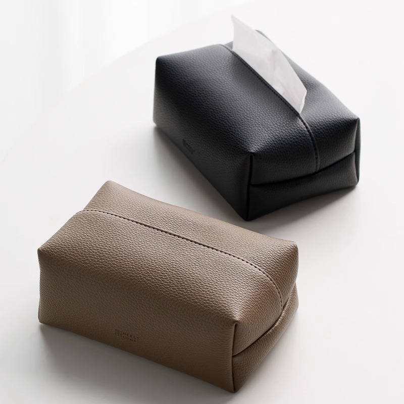 Square leather tissue box, high-end light luxury tissue box, home living room tissue box, car tissue box, waterproof storage box details Picture