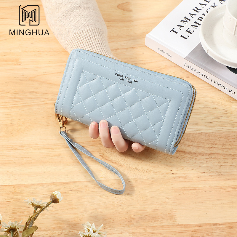 New cross-border women's wallet, long coin purse, women's high-end solid color zipper clutch, source factory Specification drawing