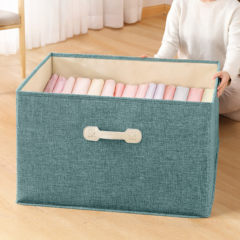Japanese-style cotton and linen storage boxes, foldable wardrobes, storage boxes, drawer-type covered organizing boxes, clothes and toys storage boxes Application Scenario