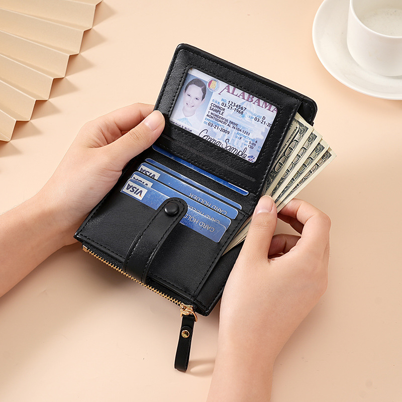 New short Korean version macaron wallet for women, with stone patterns and multiple slots, is a versatile and refreshing wallet for daily use Specification drawing