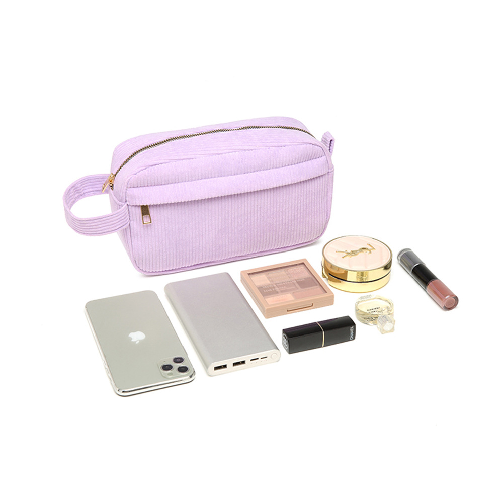 The new corduroy makeup bag is a fashionable, simple, mini and portable cosmetic lipstick storage bag with a large hand-held capacity Specification drawing