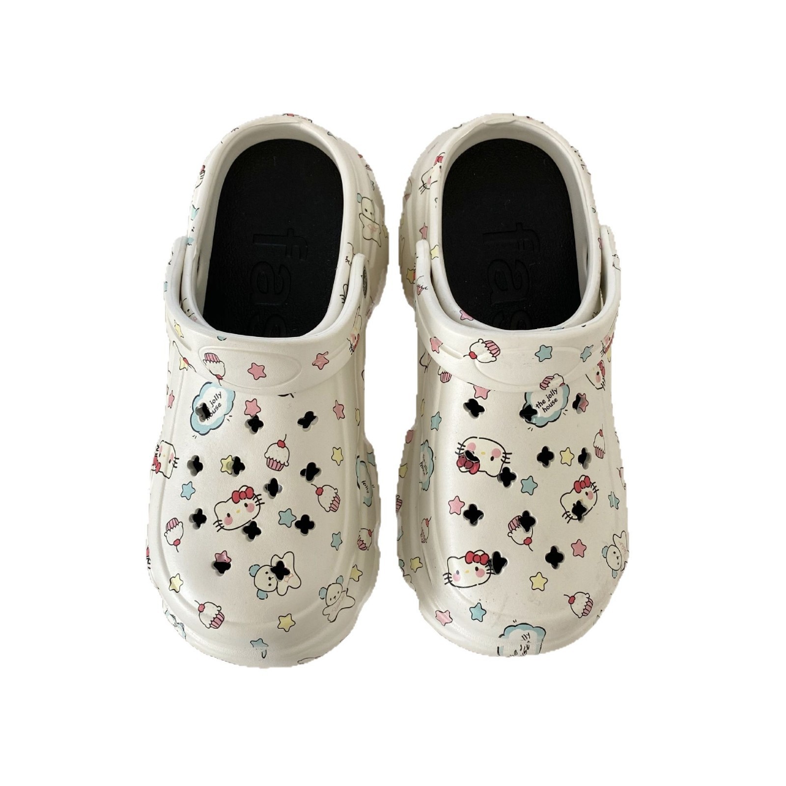 Original bear cat-printed crocs, high appearance level, summer beach slippers, thick-soled anti-odor and anti-slip flip-flops Item Picture