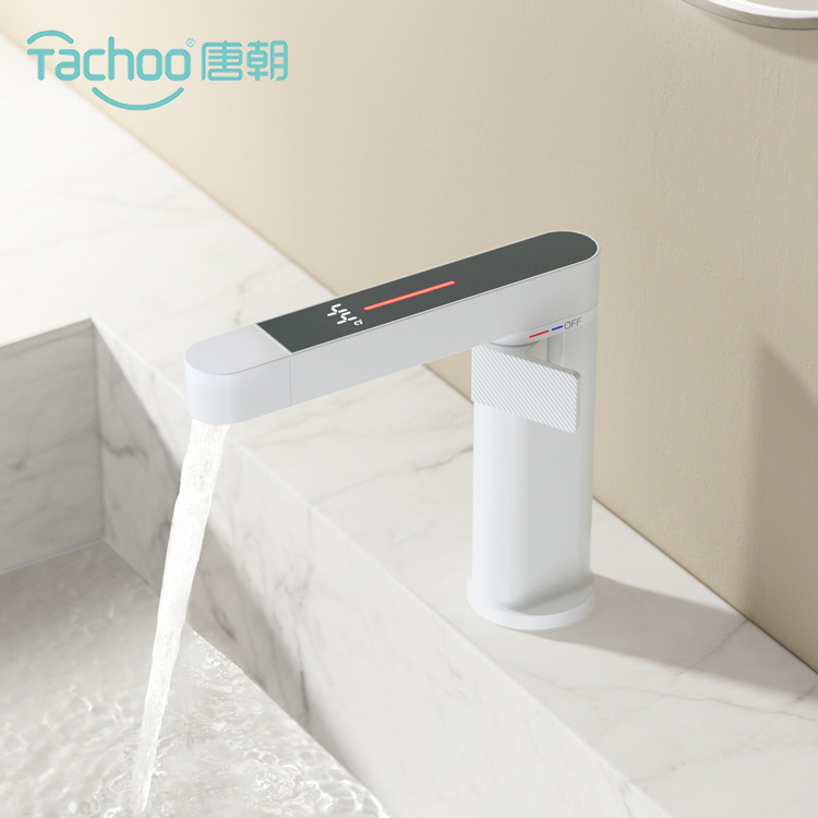 Hotel apartment bathroom washbasin digital display pull-out faucet, villa household bathroom smart washbasin faucet factory full figure