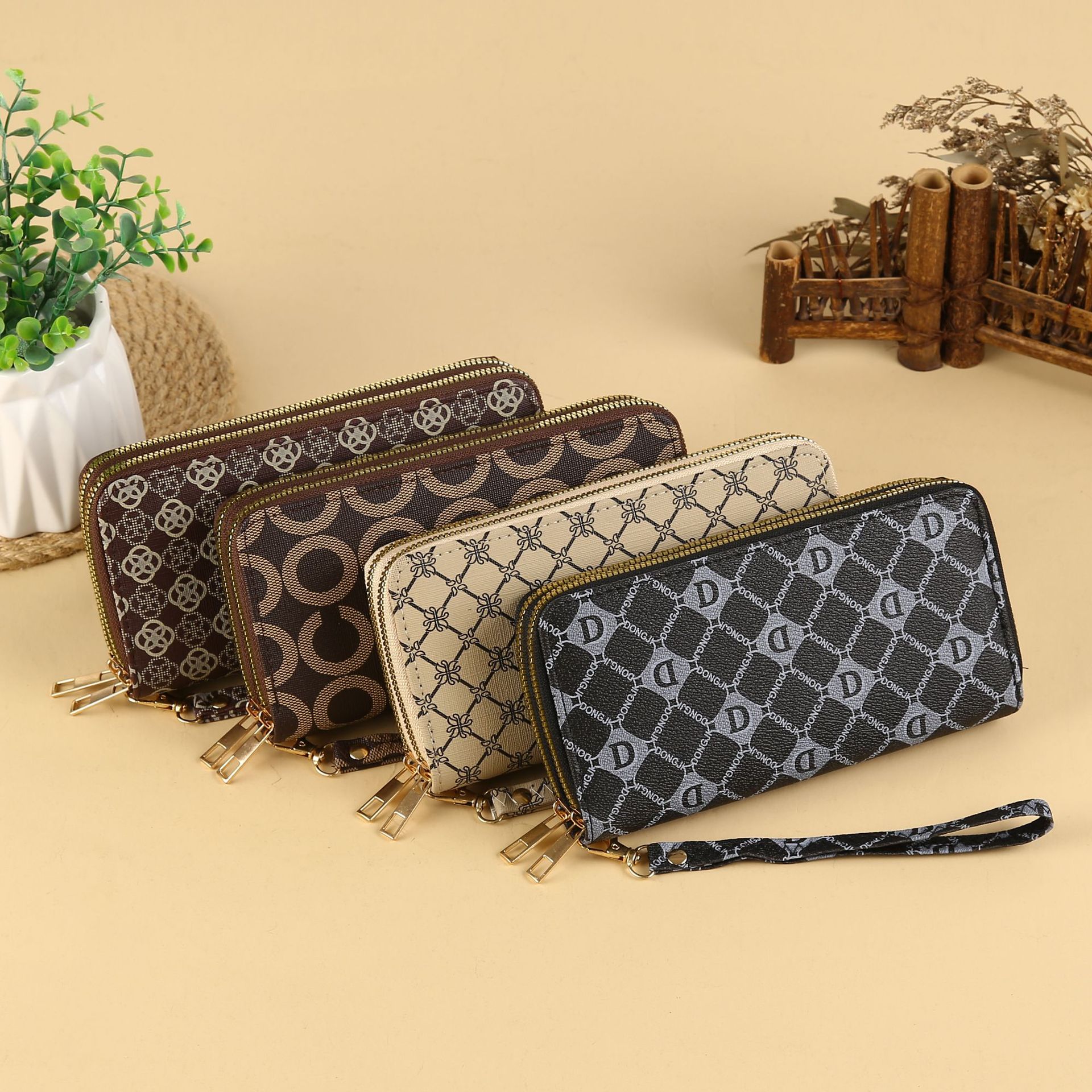Double Pull Men's and women's long wallet, fashionable large-capacity patterned loose change clutch, custom-made wallet in stock wholesale details Picture