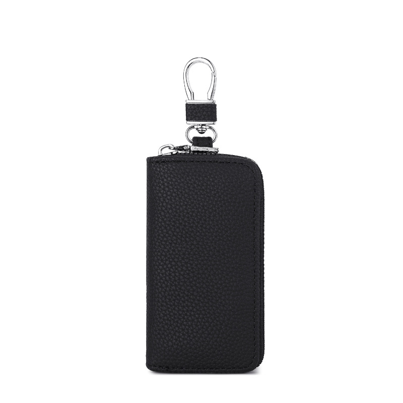 New large-capacity pu key case, men's zipper car key case, cowhide multi-functional waist hook key case, women's Item Picture