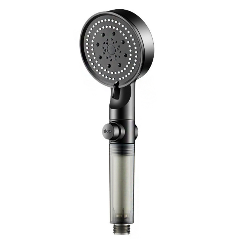 Household universal black pressurized filter showerhead, shower head, hand-held showerhead set, rain shower head Item Picture