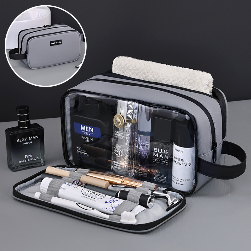 Cross-border three-layer toiletry bag for men, portable, simple, high-end, waterproof, fitness and makeup storage bag for business trips and travel full figure