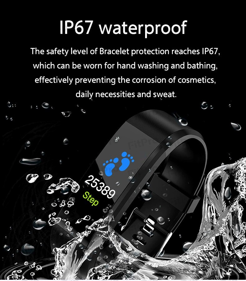 115plus Bluetooth Sports Smart Bracelet, waterproof, heart rate, blood oxygen, Adult blood pressure Electronic bracelet Monitoring, in stock Item Picture