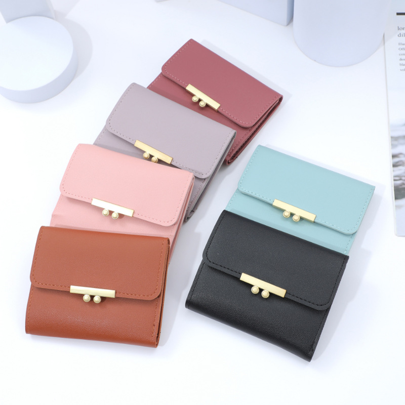 New style wallet, short and fashionable Korean hand-held bag for female junior high school students, solid color and versatile wallet, cross-border wholesale factory details Picture