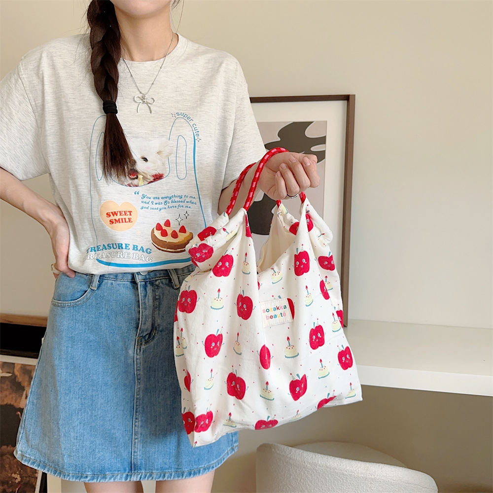 47262 Summer New large-capacity cute apple crossbody bag, versatile commuting tote bag, travel canvas bag details Picture