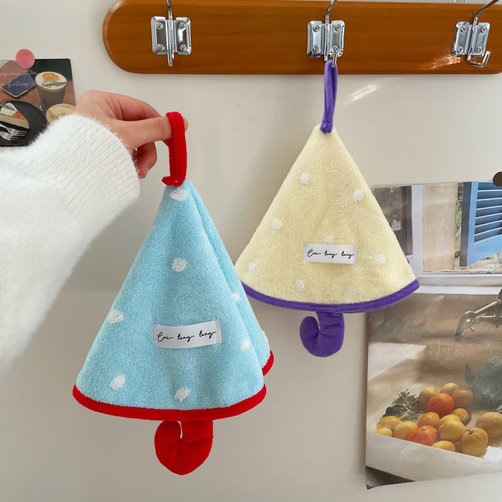 The blogger's same style small umbrella hand towel hanging style, cute dot thickened, bathroom absorbent and quick-drying towel hand towel full figure