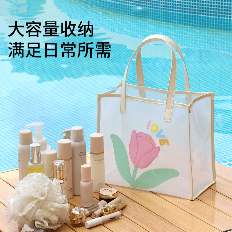 Summer jelly beach bag for women, transparent hand-held bag, PVC storage bag, niche portable handbag, single-shoulder bag Application Scenario